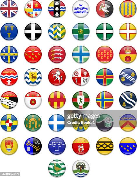 uk counties button flag collection - devon stock illustrations