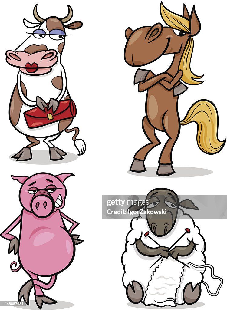 Animales De Granja Dibujos Animados De Humor Ilustración de stock - Getty  Images