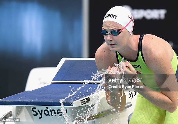 Cate Campbell of Australia prepares before the Womens 100m Freestyle Final during day six of the Australian National Swimming Championships at Sydney...