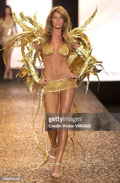 Brazilian model Gisele Bundchen on the runway during a Victoria's Secret benefit fashion show in Cannes during the 53rd International Film Festival...