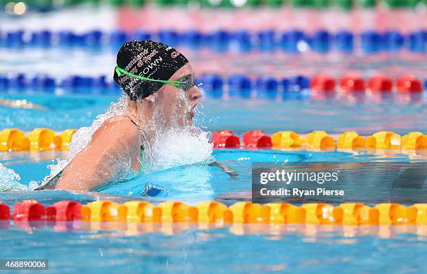 Taylor McKeown of Australia swims in the the Womens 200m Breaststroke Final during day six of the Australian National Swimming Championships at...