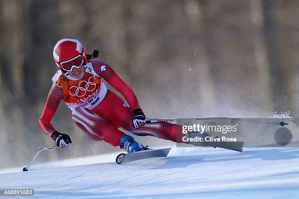 Dominique Gisin of Switzerland skis during the Alpine Skiing Women's Downhill on day 5 of the Sochi 2014 Winter Olympics at Rosa Khutor Alpine Center...