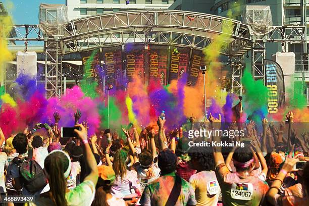 color run - sydney olympic park - paint race stock pictures, royalty-free photos & images