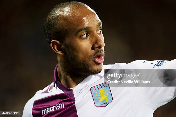 Fabian Delph of Aston Villa in action during the Barclays Premier League match between Cardiff City and Aston Villa at the Cardiff City Stadium on...