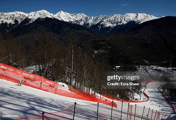 Macarena Simari Birkner of Argentina skis during the Alpine Skiing Women's Downhill on day 5 of the Sochi 2014 Winter Olympics at Rosa Khutor Alpine...