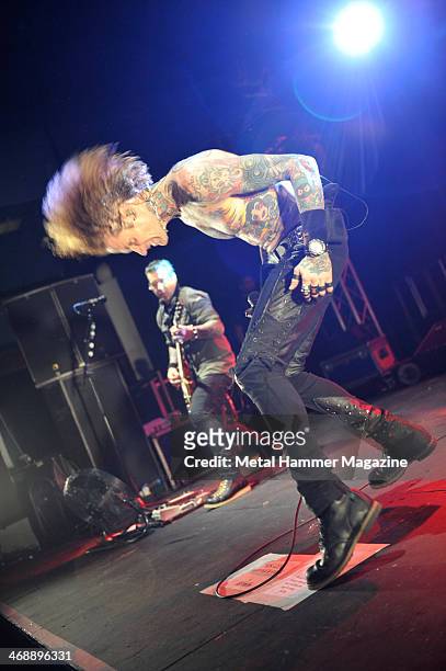 Josh Todd and Keith Nelson of American hard rock band Buckherry performing live onstage at Hard Rock Hell, December 2, 2012.