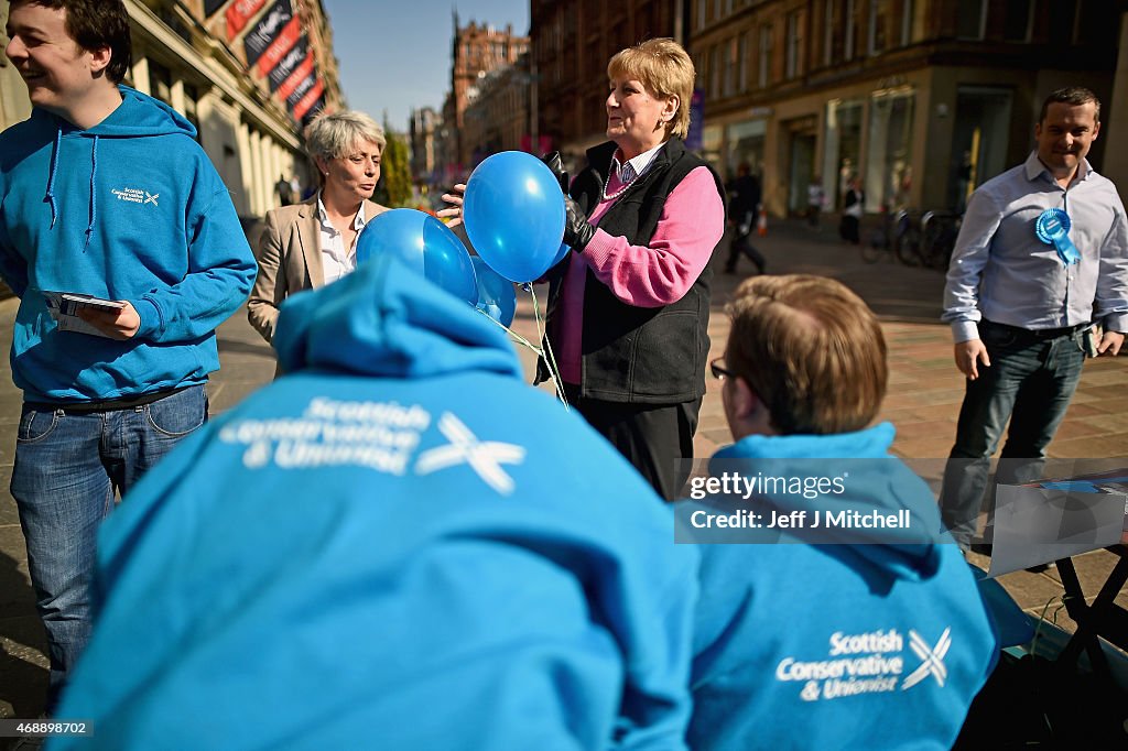 Scottish Conservatives Campaigning On The Streets Of Glasgow During The Election Campaign