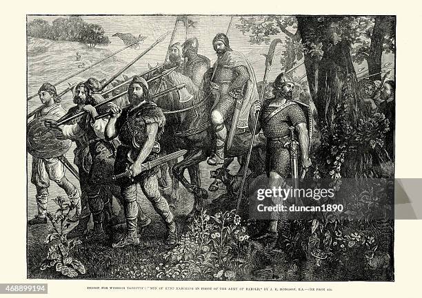 battle of hastings - men of kent - anglo saxon stock illustrations