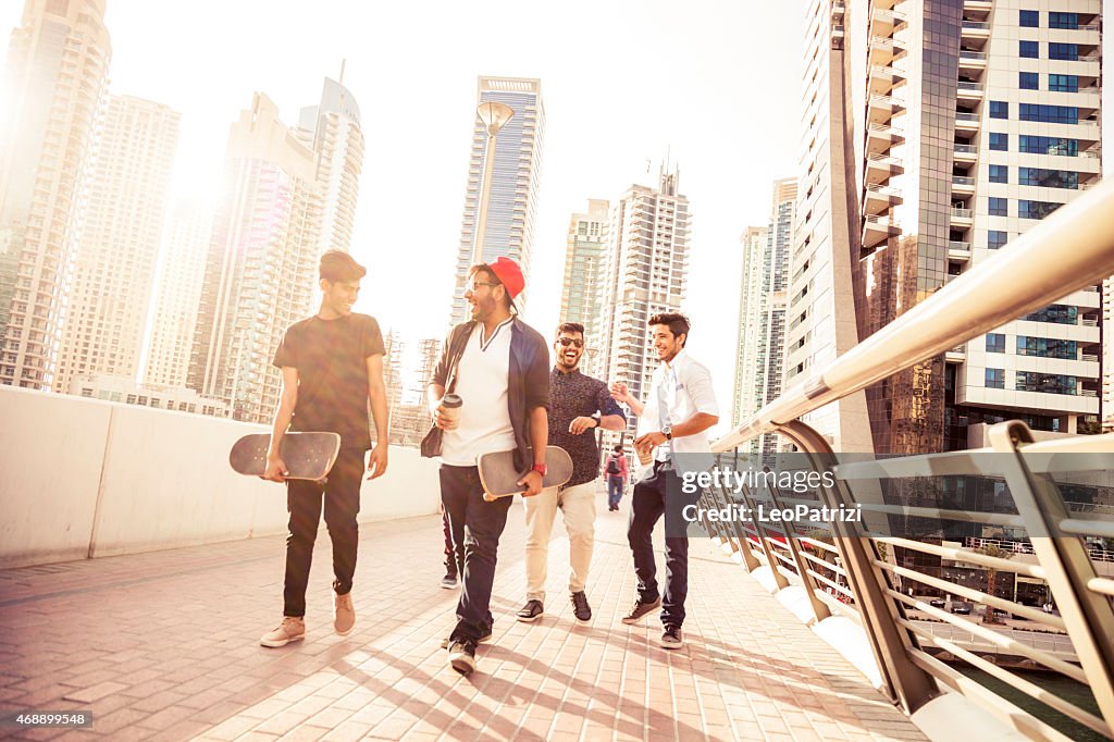 Friends enjoying Dubai city life