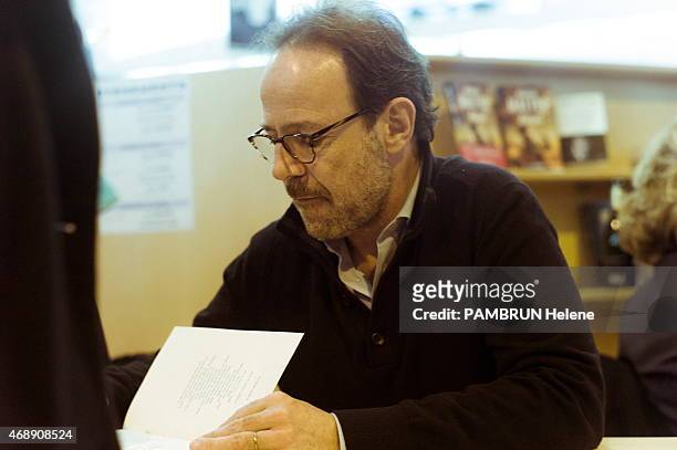 French writer Marc Levy at the 35th Salon du Livre in Paris, on march 21, 2015.