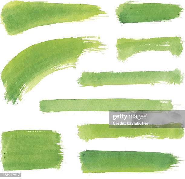 green water color stroke set - watercolor stroke stock illustrations