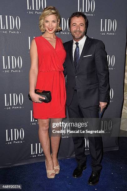 Eleonore Boccara and Bernard Montiel attend the 'Paris Merveilles' Lido New Revue Opening Gala at Le Lido on April 8, 2015 in Paris, France.