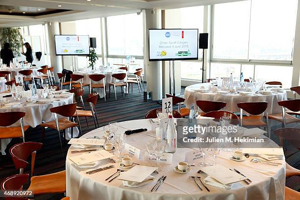 Internal view of the 'Sport Citoyen' Diner at UNESCO on April 8, 2015 in Paris, France.