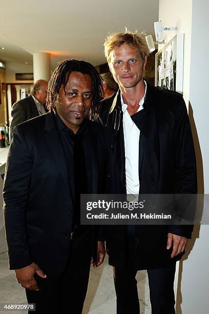 Bernard Diomede and Arnaud Lemaire attend the 'Sport Citoyen' Diner at UNESCO on April 8, 2015 in Paris, France.