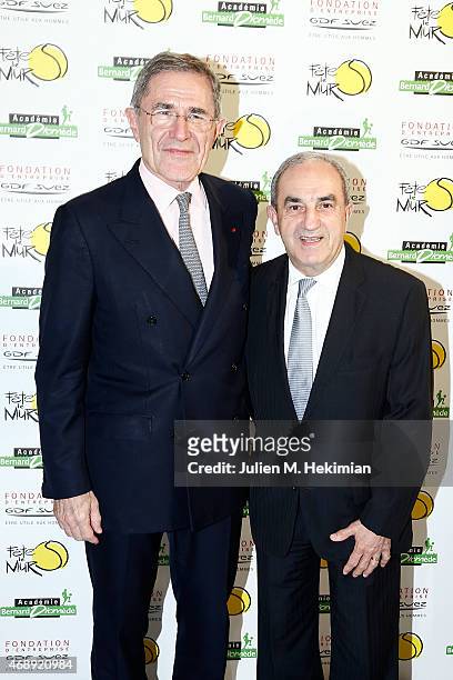 President of GDF-SUEZ Gerard Mestrallet and President of Federation Francaise de Tennis Jean Gachassin attend the 'Sport Citoyen' Diner at UNESCO on...