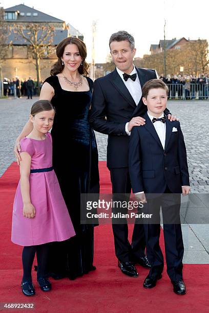 Crown Princess Mary and Crown Prince Frederik of Denmark with their children Princess Isabella and Prince Christian attend a Gala Night to mark the...