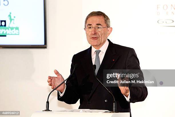 President of GDF-Suez Gerard Mestrallet attends the 'Sport Citoyen' Diner at UNESCO on April 8, 2015 in Paris, France.