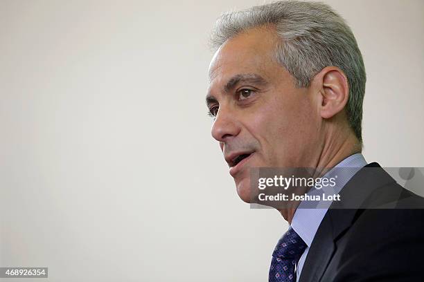 Chicago's Mayor Rahm Emanuel speaks during a news conference at Carole Robertson Center for Learning April 8, 2015 in Chicago, Illinois. Emanuel was...