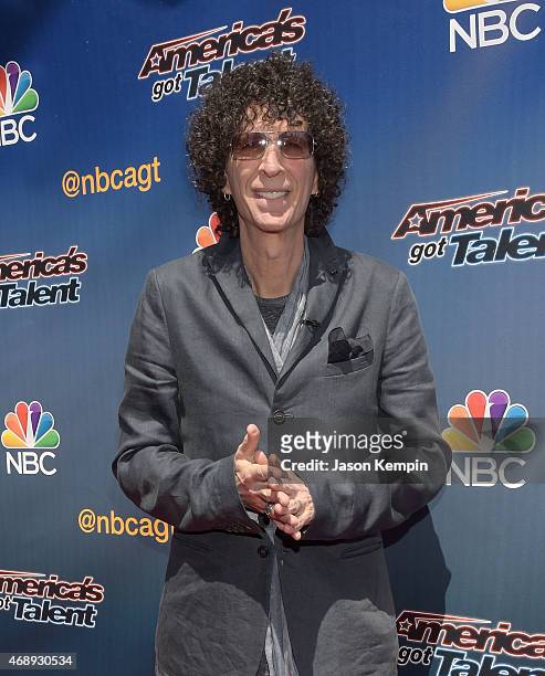 Radio personality Howard Stern attends the "America's Got Talent" Season 10 Red Carpet Event at Dolby Theatre on April 8, 2015 in Hollywood,...