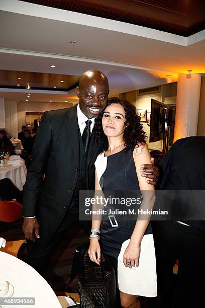 Sylvere Cisse and Aida Touihri attend the 'Sport Citoyen' Diner at UNESCO on April 8, 2015 in Paris, France.