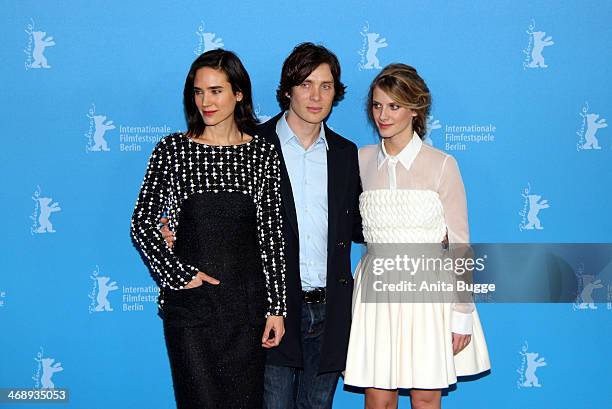 Jennifer Connelly, Cillian Murphy and Melanie Laurent attend the 'Aloft' photocall during 64th Berlinale International Film Festival at Grand Hyatt...