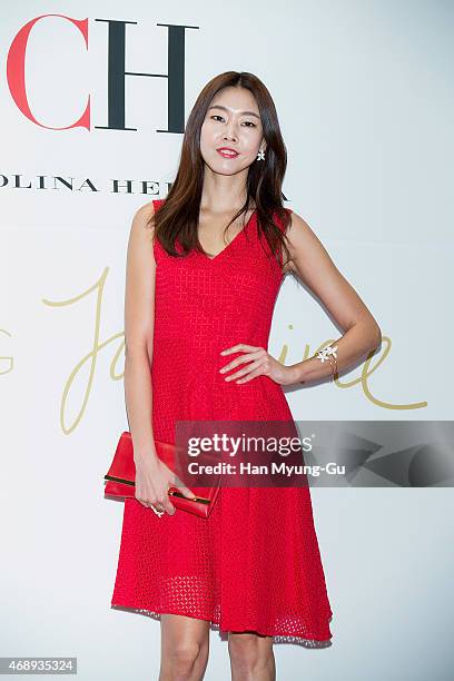 South Korean model Han Hye-Jin attends the photocall for CH 'Carolina Herrera' launch on April 8, 2015 in Seoul, South Korea.