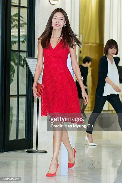 South Korean model Han Hye-Jin attends the photocall for CH 'Carolina Herrera' launch on April 8, 2015 in Seoul, South Korea.