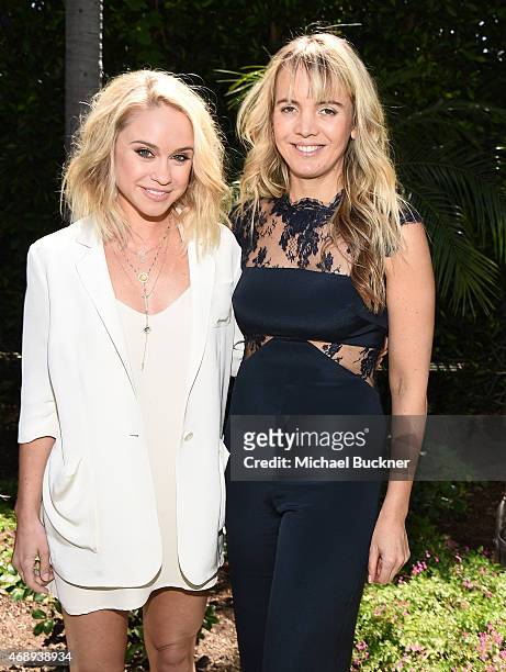 Actress Becca Tobin and stylist Sophia Banks attend the June Moss Launch Party hosted by Becca Tobin at a private residence on April 8, 2015 in...
