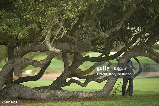 Pebble Beach National Pro-Am: Celebrity musician Joe Don Rooney of Rascal Flatts in action on Friday at Pebble Beach Golf Links. Pebble Beach, CA...