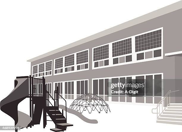 elementaryschoolbuilding - elementary school building exterior stock illustrations