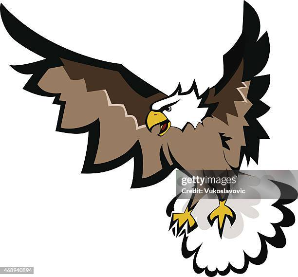 bald eagle with open wings. - bald eagle wings stock illustrations
