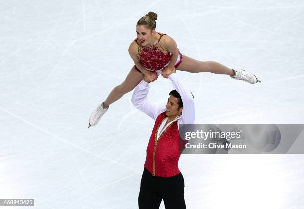 Paige Lawrence and Rudi Swiegers of Canada compete in the Figure Skating Pairs Free Skating during day five of the 2014 Sochi Olympics at Iceberg...