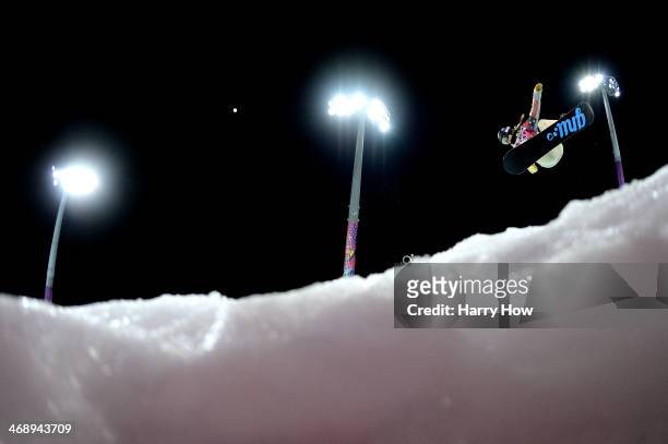 Kaitlyn Farrington of the United States competes in the Snowboard Women's Halfpipe Semifinals on day five of the Sochi 2014 Winter Olympics at Rosa...