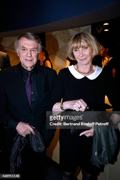 Singer Salvatore Adamo and his wife Nicole attend the 'Paris Merveilles', Lido New Revue : Opening Gala on April 8, 2015 in Paris, France.