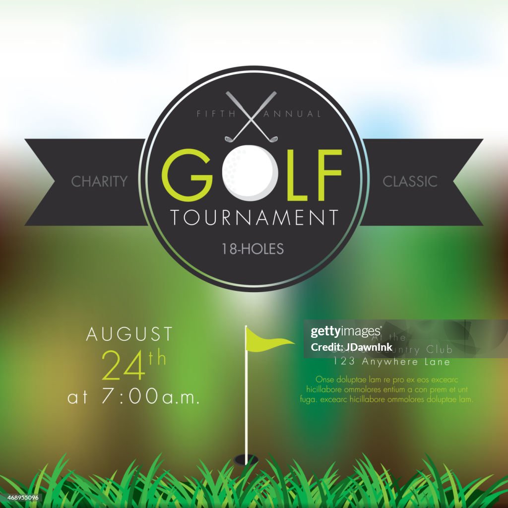 Elegante Golf-Turnier Einladung design-Vorlage auf bokeh