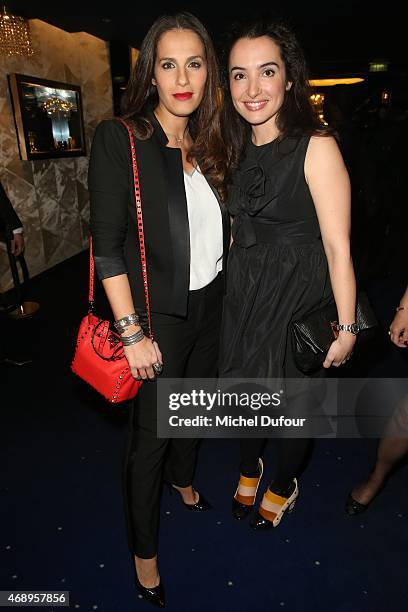 Elisa Tovati and Isabelle Vitari attend the Paris Merveilles', Lido New Revue : The Show At Opening Gala In Paris at Le Lido on April 8, 2015 in...