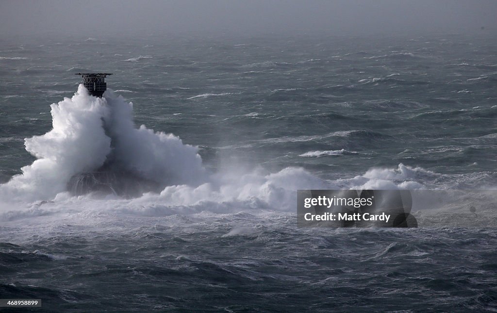 Storms And Strong Winds Batter UK Coastal Areas