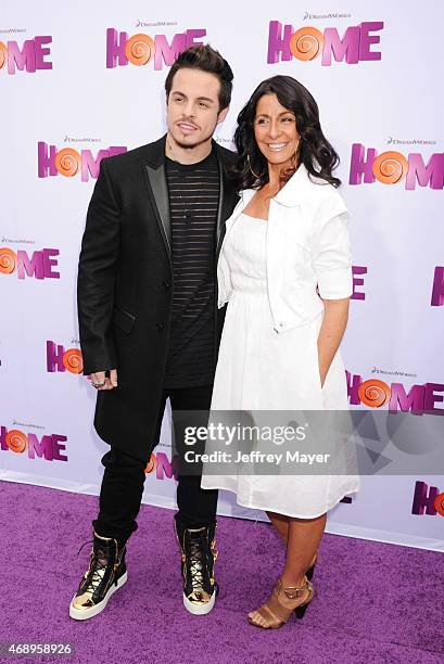 Creative Director Casper Smart and mother Shawna Lopaz arrive at the 'HOME' Los Angeles Premiere at Regency Village Theatre on March 22, 2015 in...