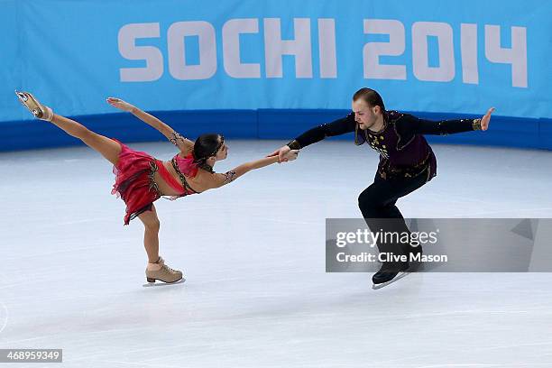 Vera Bazarova and Yuri Larionov of Russia compete in the Figure Skating Pairs Free Skating during day five of the 2014 Sochi Olympics at Iceberg...