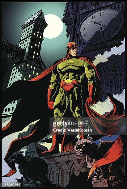mystery super hero-poster - superhero cartoon stock-grafiken, -clipart, -cartoons und -symbole
