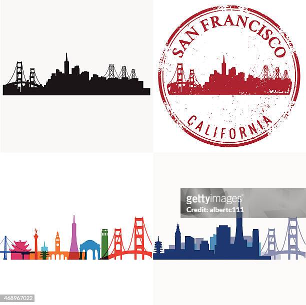 stadtbild von san francisco " - san francisco california stock-grafiken, -clipart, -cartoons und -symbole