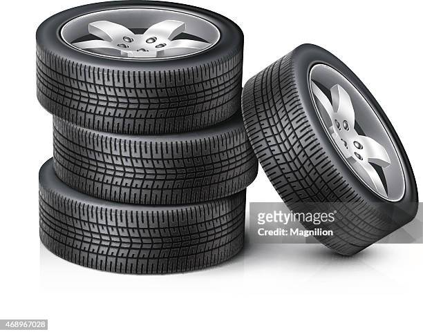 3 car wheels stacked on top of each other with another wheel - rubber 幅插畫檔、美工圖案、卡通及圖標