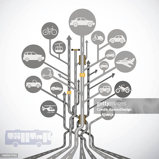 ilustrações de stock, clip art, desenhos animados e ícones de abstrato árvore de tráfego - transporte público