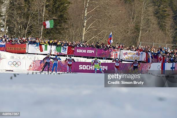 Winter Olympics: USA Sophie Caldwell , Norway Ingvild Flugstad Oestberg , and Italy Gaia Vuerich , Slovenia Katja Visnar , and Germany Denise...