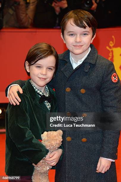 Actors Winta McGrath and Zen McGrath attend the 'Aloft' premiere during 64th Berlinale International Film Festival at Berlinale Palast on February...