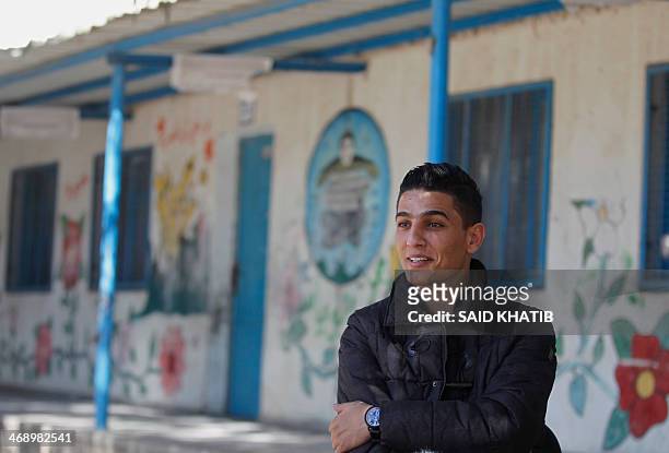 Palestinian singer, winner of "Arab Idol" and Regional Youth Ambassador for the UN Relief and Works Agency Mohammed Assaf, speaks with journalists...