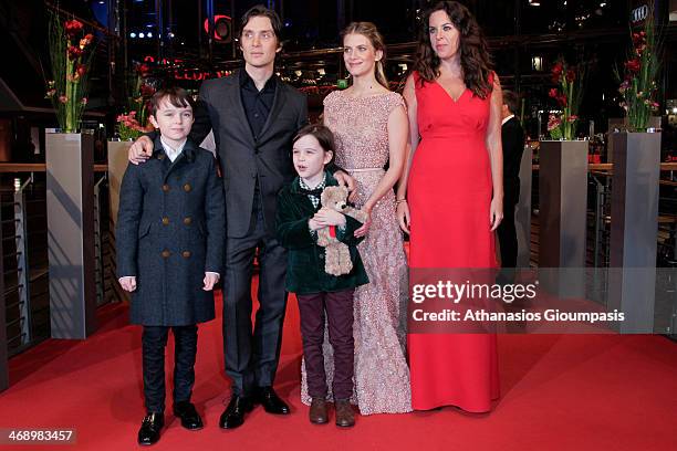 Actors Zen McGrath, Cillian Murphy, Winta McGrath and Melanie Laurent and director Claudia Llosa attend the 'Aloft' premiere during 64th Berlinale...