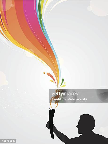 athlete with torch - triathlete stock illustrations