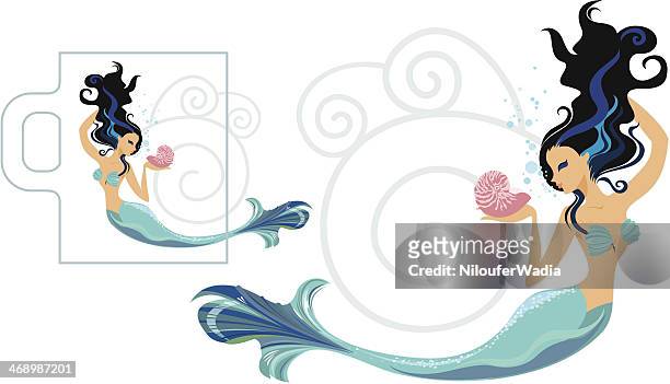 pisces - the fish - mermaid stock illustrations
