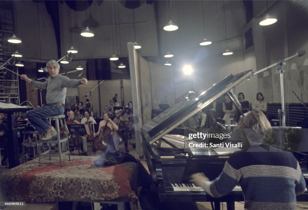 Composer Leonard Bernstein In A Recording Studio
